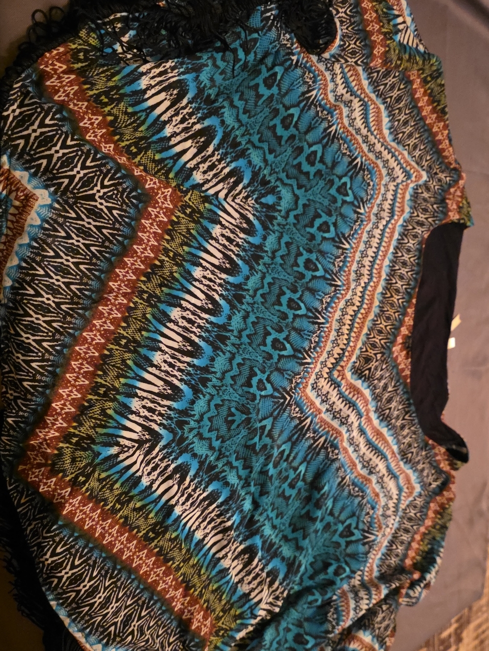 Chenault Multicolor Aztec-Print Women’s Blouse — Teal, Brown, Black